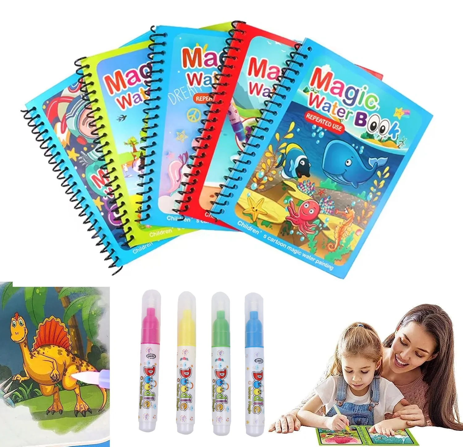 Reusable Water Magic Coloring Book - 1PC Kinder Aquarell Malerei Magie Buch