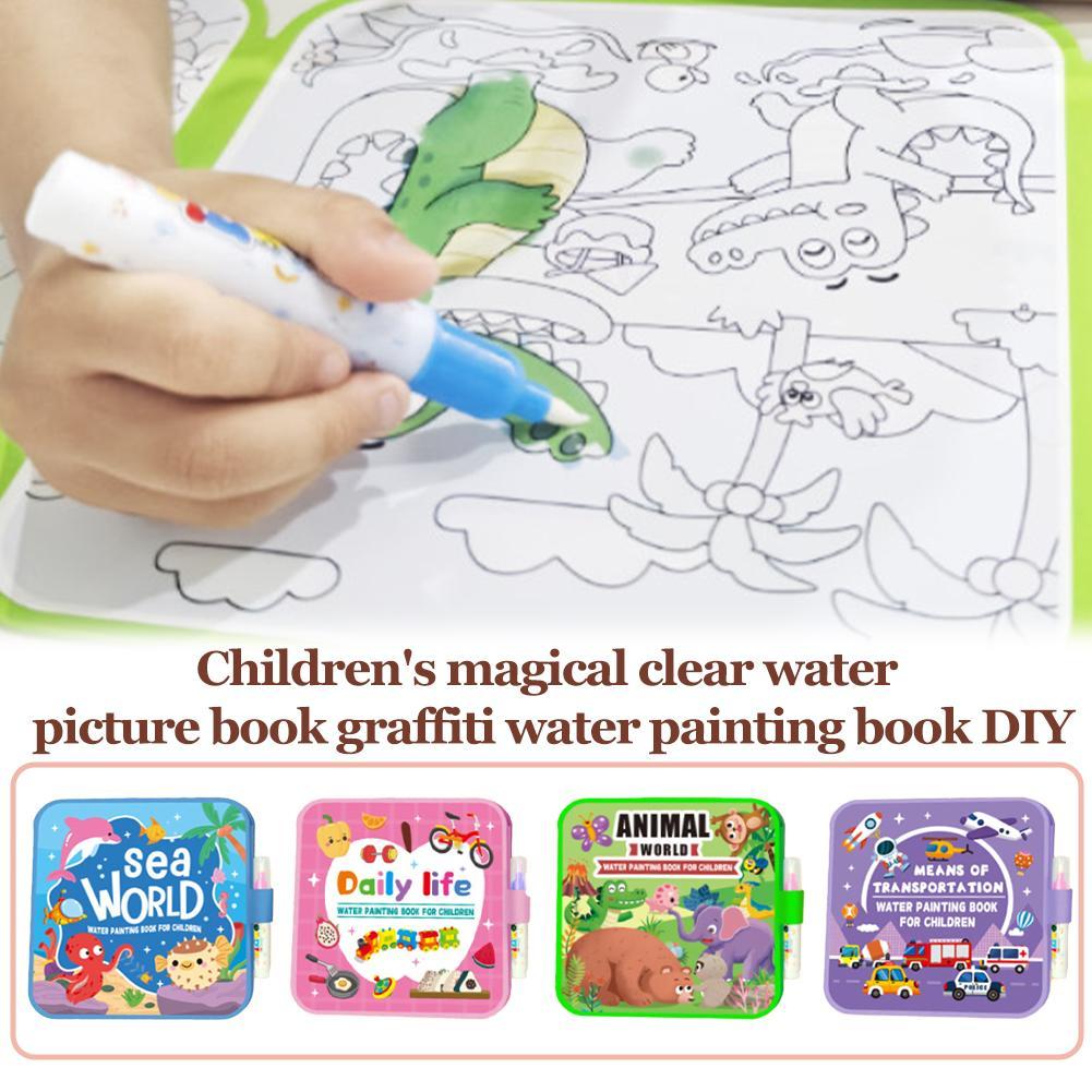 Reusable Water Magic Coloring Book - Magisches Wasser-Zeichenbuch, DIY-Doodle-Wasser-Zeichenbuch, Malbücher, Geburtstags- und