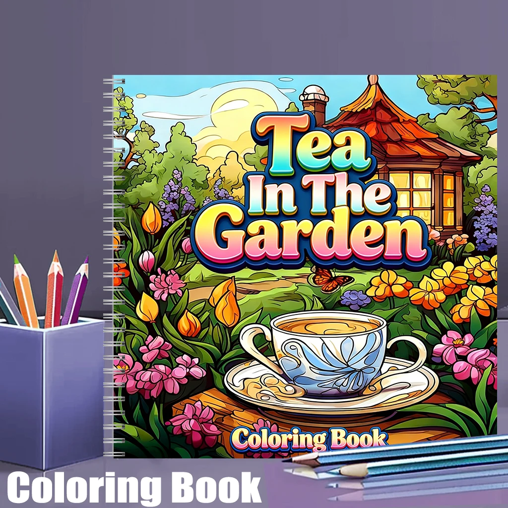 Adult Coloring Book Stress Relief - Malbuch „Tea In The Gardens“ für